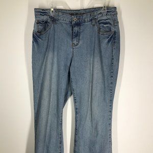 Cato Premium Women's Bootcut Fit Jeans Size 16W Blue Denim Mid Rise Solid Light